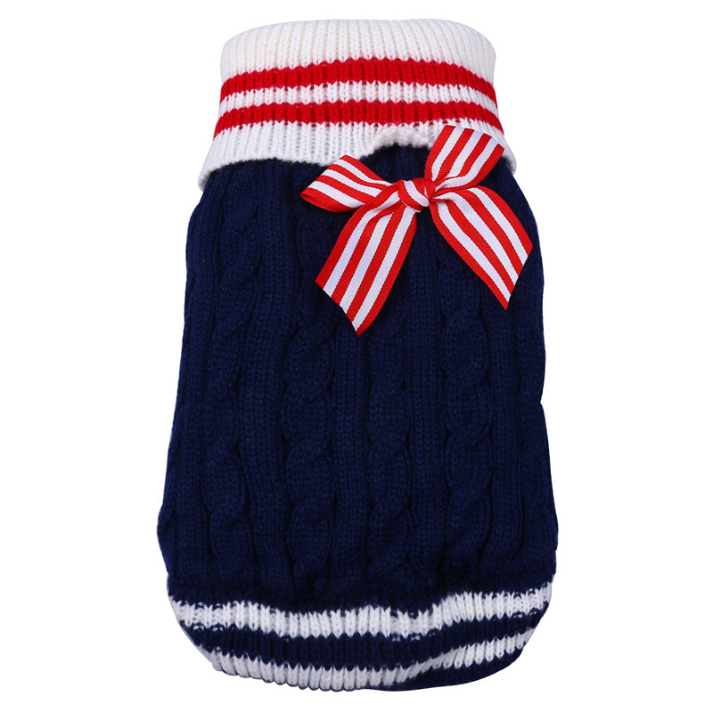 Navy Red Dog Clothes Puppy Sweaters For Small Dogs Pet Knitted Pullover Clothing For Sweater Chihuahua Knitwear Sweater Dog #XXS alx