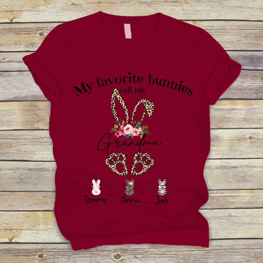 Grandma Bunny – New | Personalized V-Neck T-Shirt