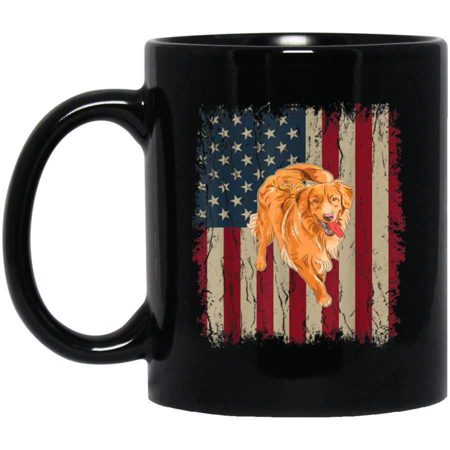 Vintage American Flag Golden Retriever Dog Gift Fathers Day Mug