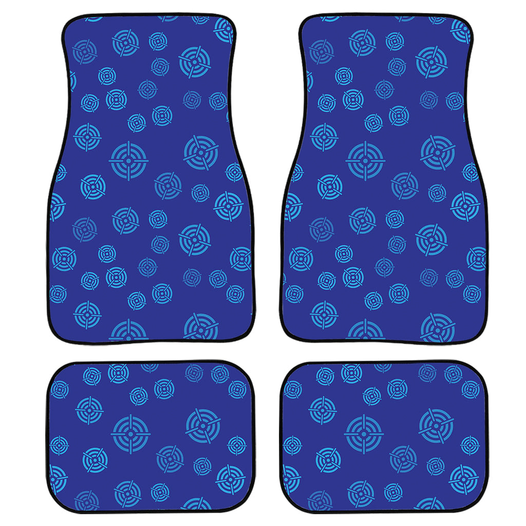 Blue Bullseye Target Pattern Print Front And Back Car Floor Mats, Front Car Mat