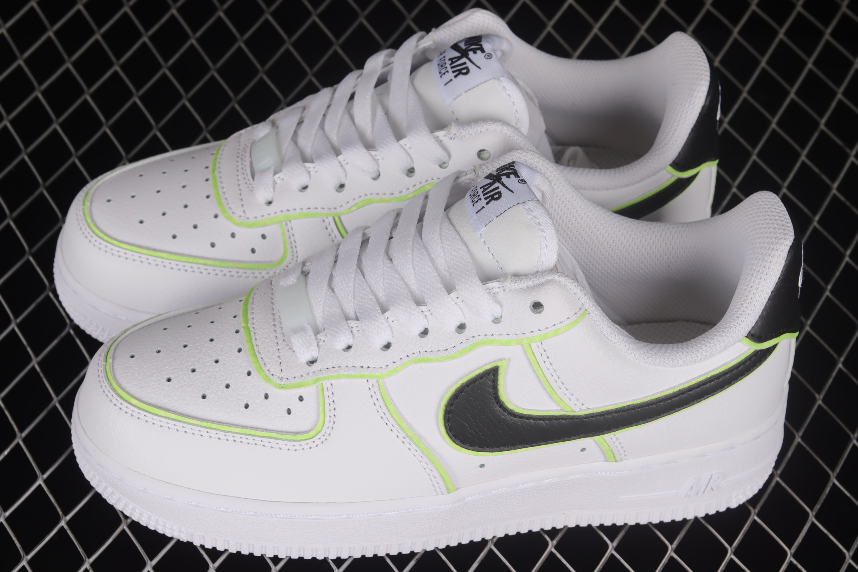 Nike Air Force 1 07 Low White Black Green Shoes Sneakers SNK221618323