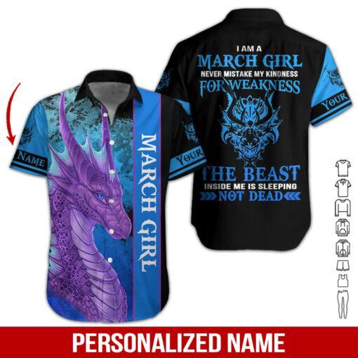 March Girl Custom Name Hawaii Shirt For Men Women Ha22088