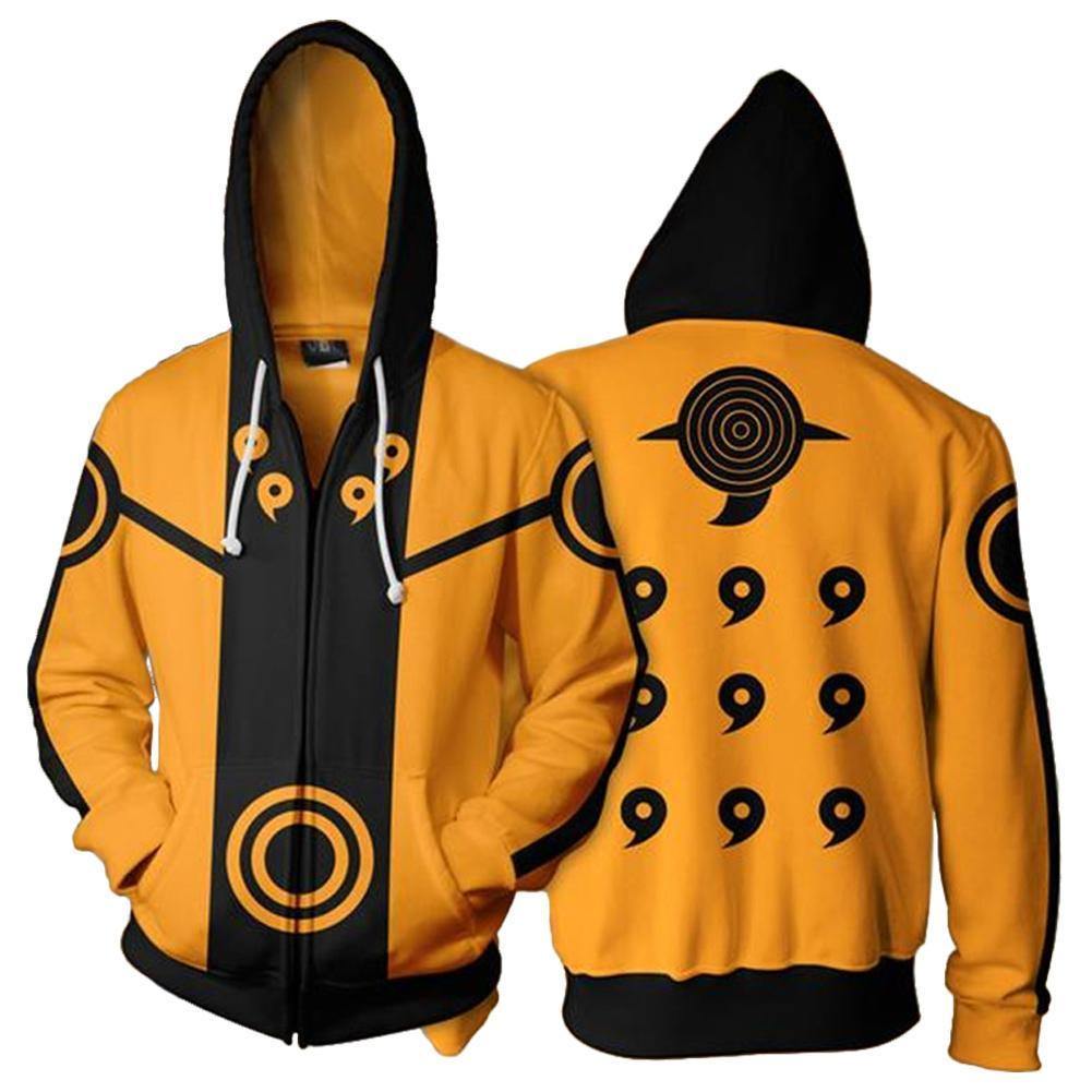 Adult Kyuubi Uzumaki Naruto Hoodies Uniform Jacket Cosplay Hoodies With Zippers