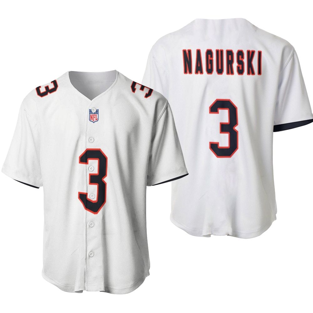 Chicago Bears Bronko Nagurski #3 Great Player NFL American Football Team Custom Game White 3D Designed Allover Gift For Bears Fans Baseball Jersey