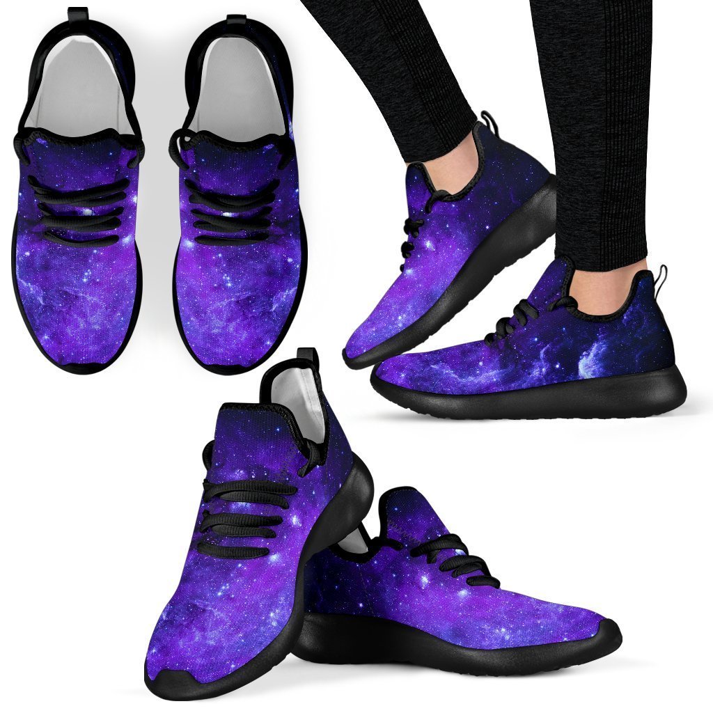 Purple Stars Nebula Galaxy Space Print Mesh Knit Shoes