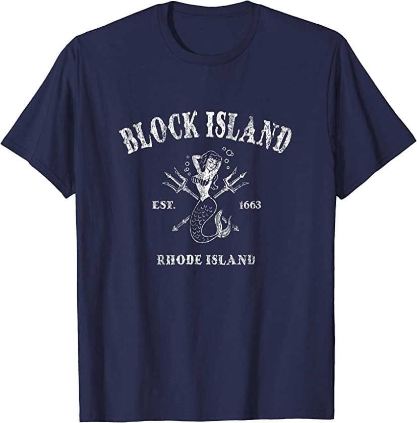 Block Island RI T-Shirt Vintage Mermaid Nautical Tee