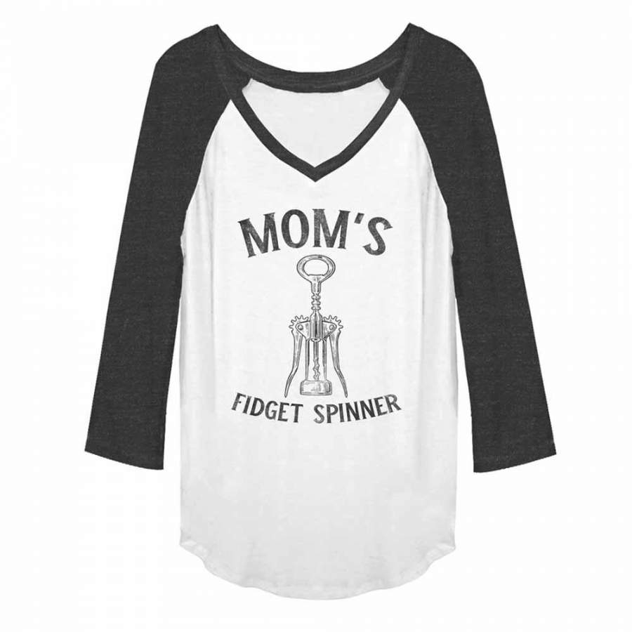 CHIN UP Junior’s Mom’s Fidget Spinner  Baseball Tee White/Heather Charcoal