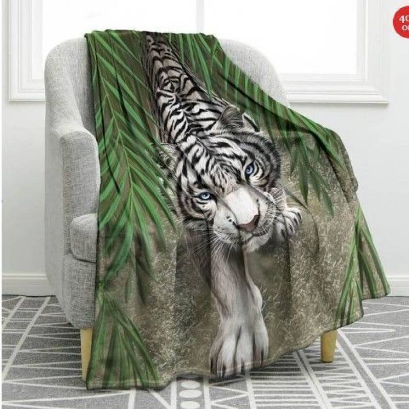 White Tiger CLA2612391F Sherpa Fleece Blanket