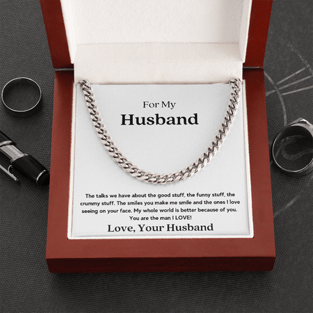 Valentines Day Gifts For Him, Cuban Necklace For Boyfriend/ Husband, Ike Mens Quote