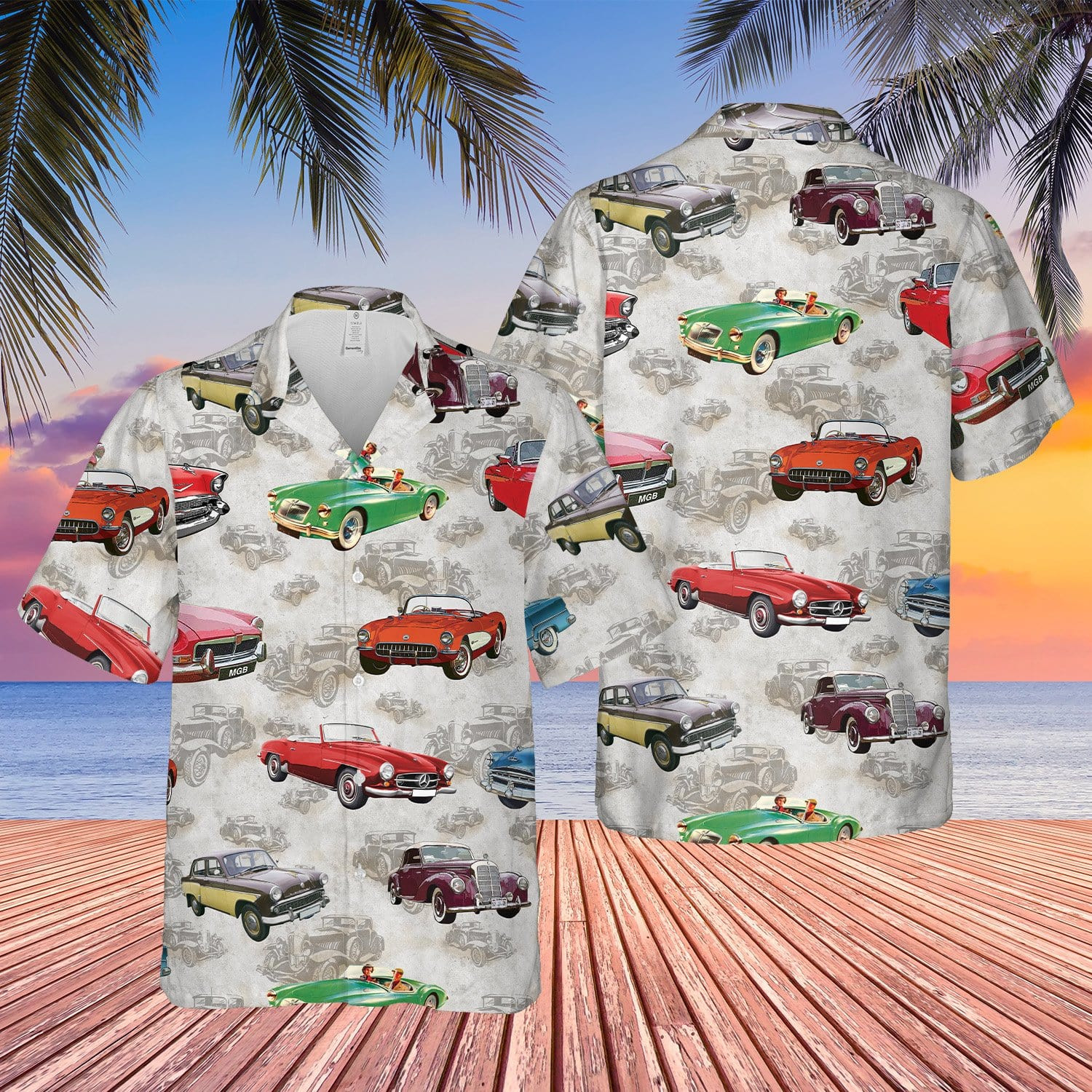 Multi Motor Cars Retro Hawaii Aloha Shirts V Ha2843