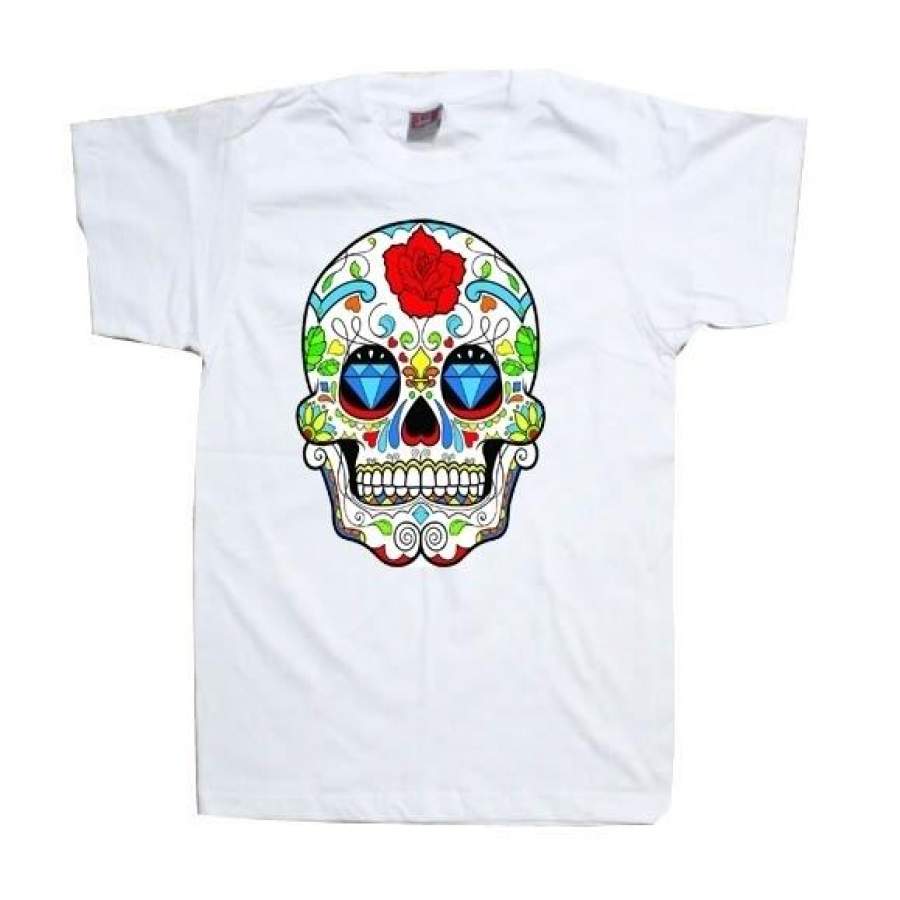 top unisex Mens Womens unisex Galaxy Sugar Skull Day of the Dead Mexican Gothic Dia De Muertos Tee shirt tshirt