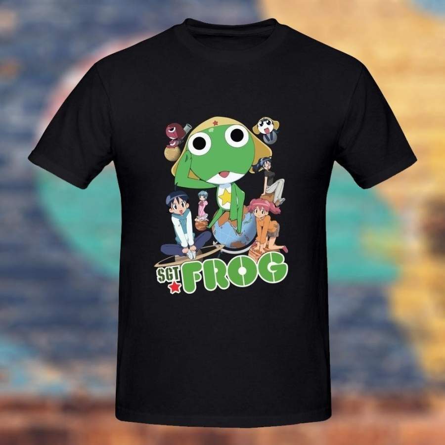 Summer Men Casual T Shirts Anime TV Sgt. Frog Poster Man Fashion Cotton Tops Black Size S-3XL