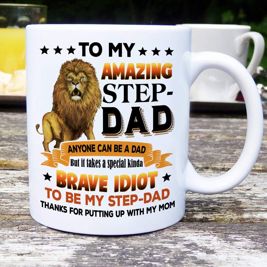 To My Amazing Step Dad Lion Brave Mug Gift For Stepdad