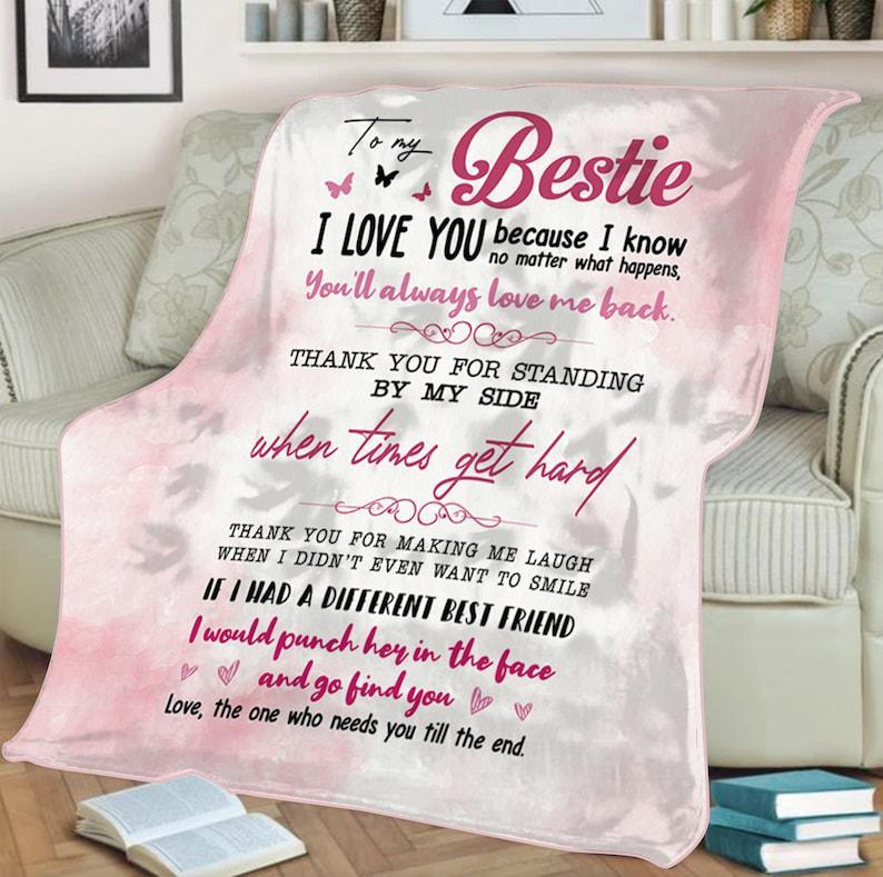 To My Friend Thanks For Standing When Times Get Hard Fleece Blanket Gift For Sister Birthday Gift Friend Gift For Her Gift Home Decor Bedding Couch Sofa Soft And Comfy Cozy