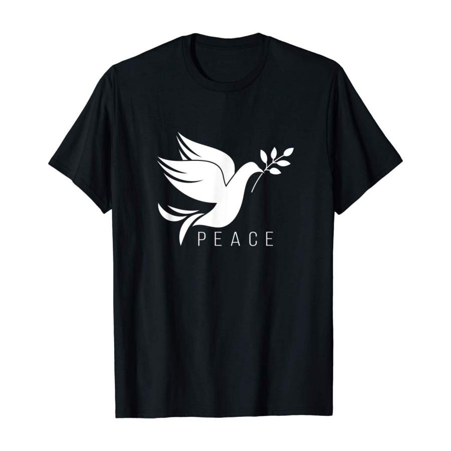Peace Dove Symbol With Olive Tree Branch T-Shirt Men Short Sleeve Tee Shirt