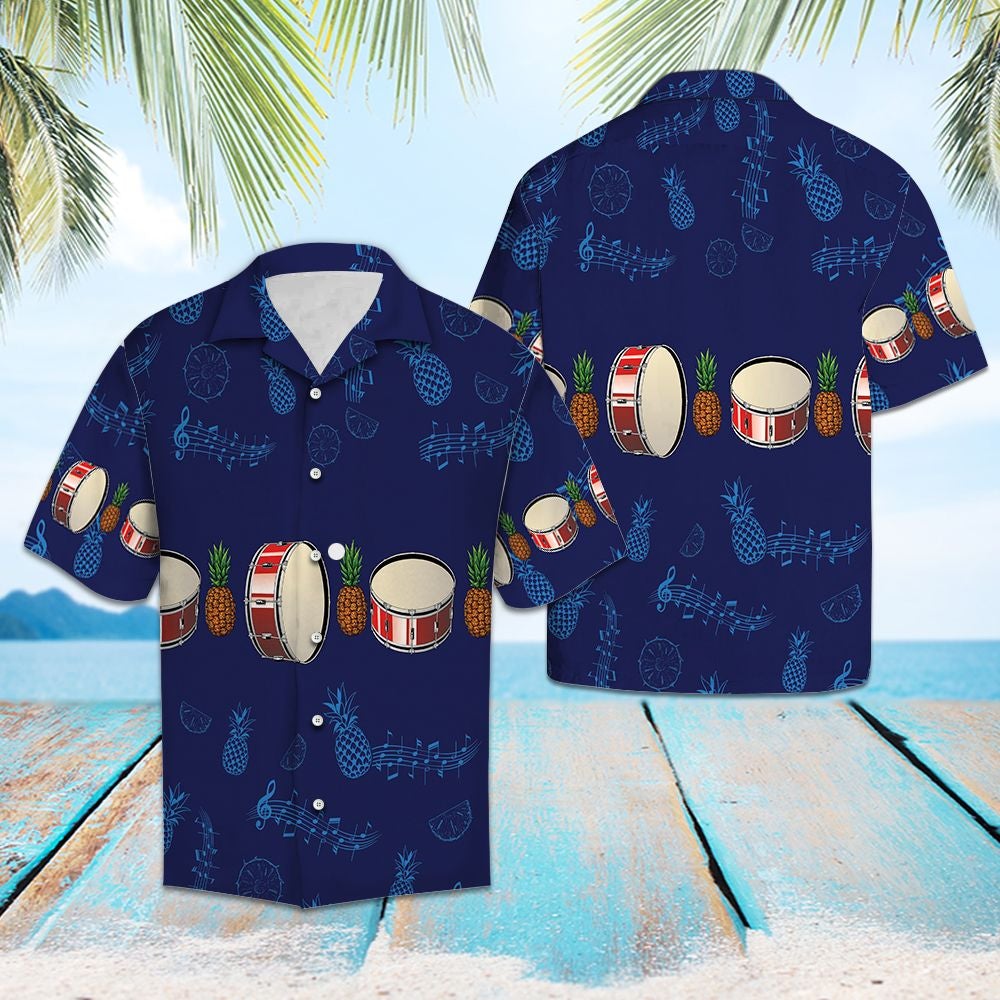 Bass Drum Musical Instrument Hawaii Unisex Print Aloha Short Sleeve Casual Shirt Ha86530