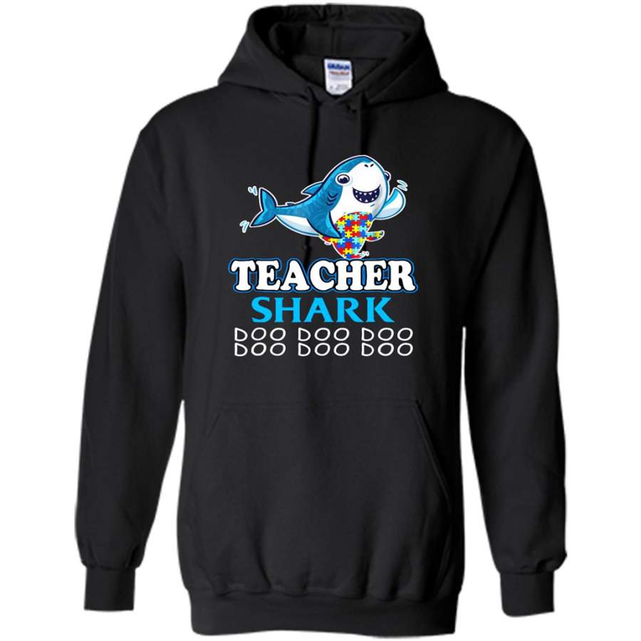 Autism Teacher Shark Funny Proud Appreciation Day Gift – Gildan Heavy Blend Hoodie