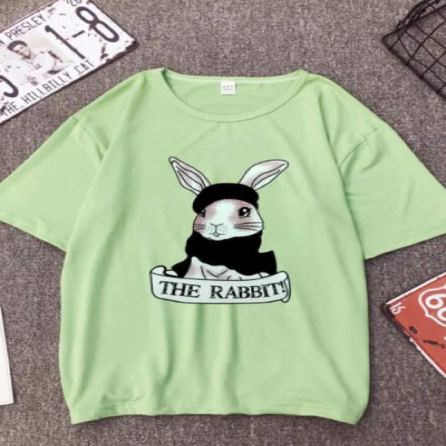 Cute bunny print T-shirt for ladies