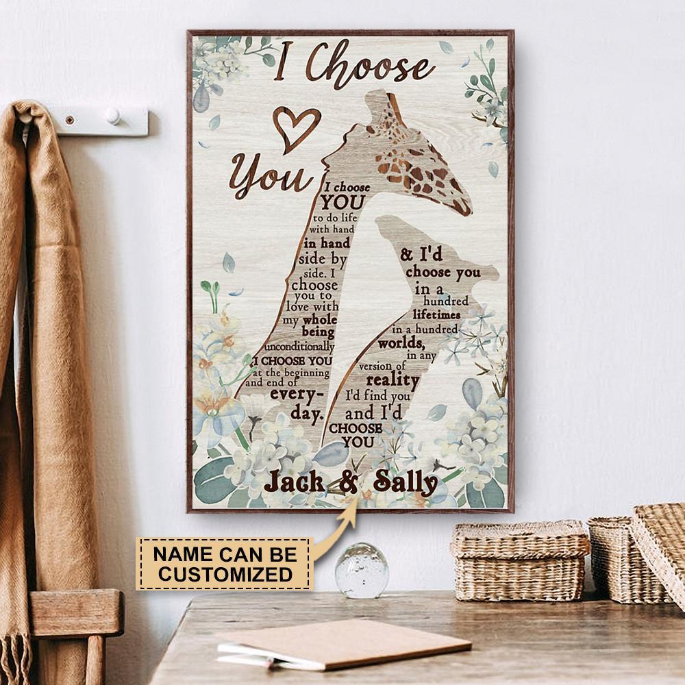 Aeticon Gifts Personalized Giraffe Couple I Choose You Canvas Mom Dad Gift Home Decor