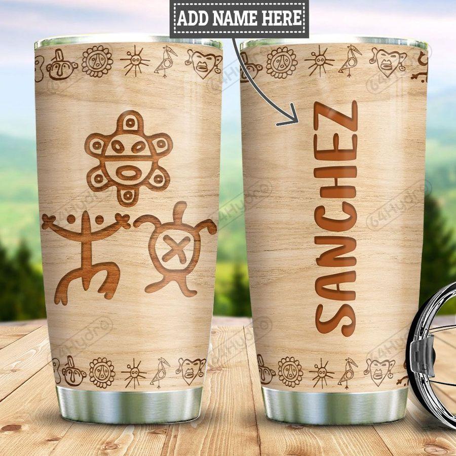 Personalized Puerto Rico Taino Facts Wood Style Stainless Steel Tumbler