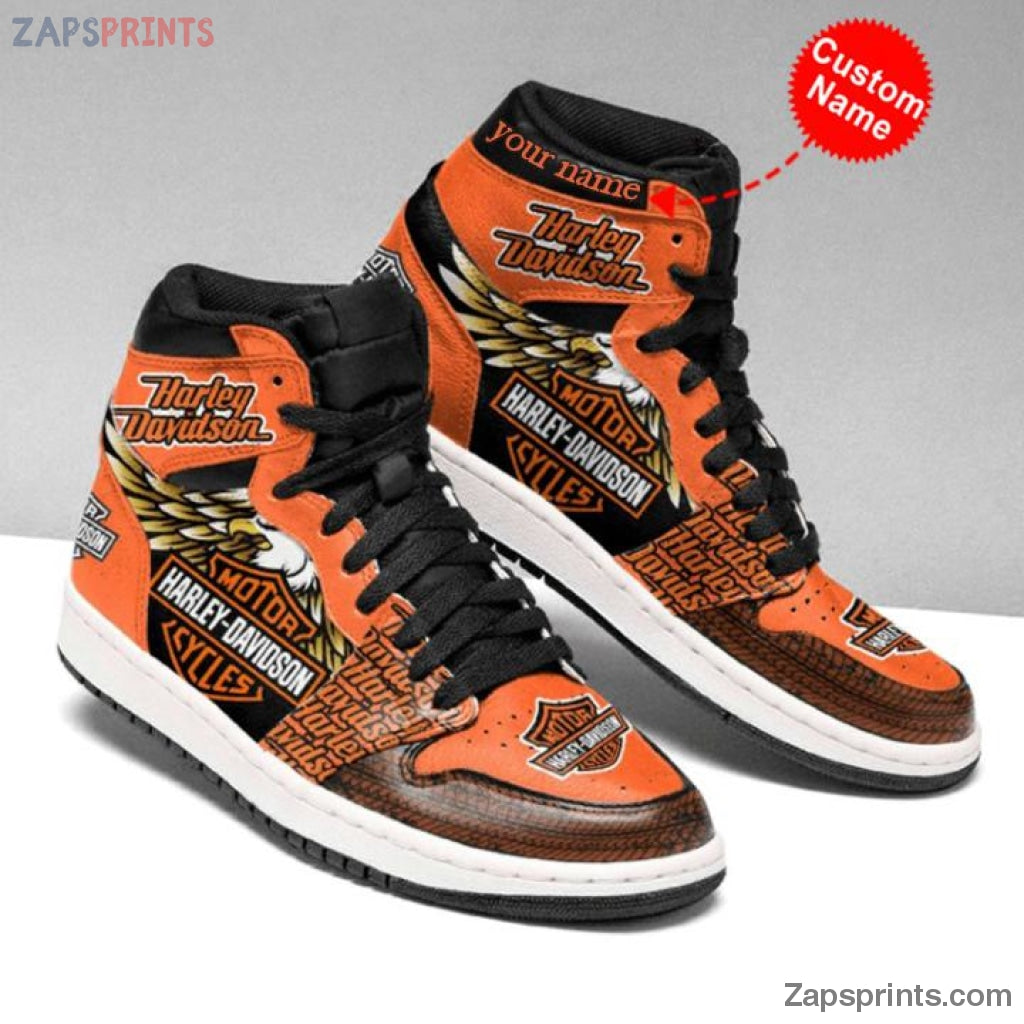 Harley Davidson Personalized Name Air Jd1 Sneakers Custom Shoes