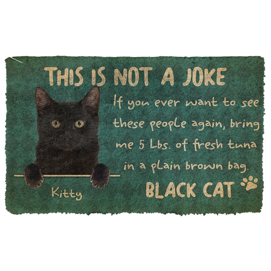 Gearhuman 3D This Is Not A Joke Black Cat Custom Doormat