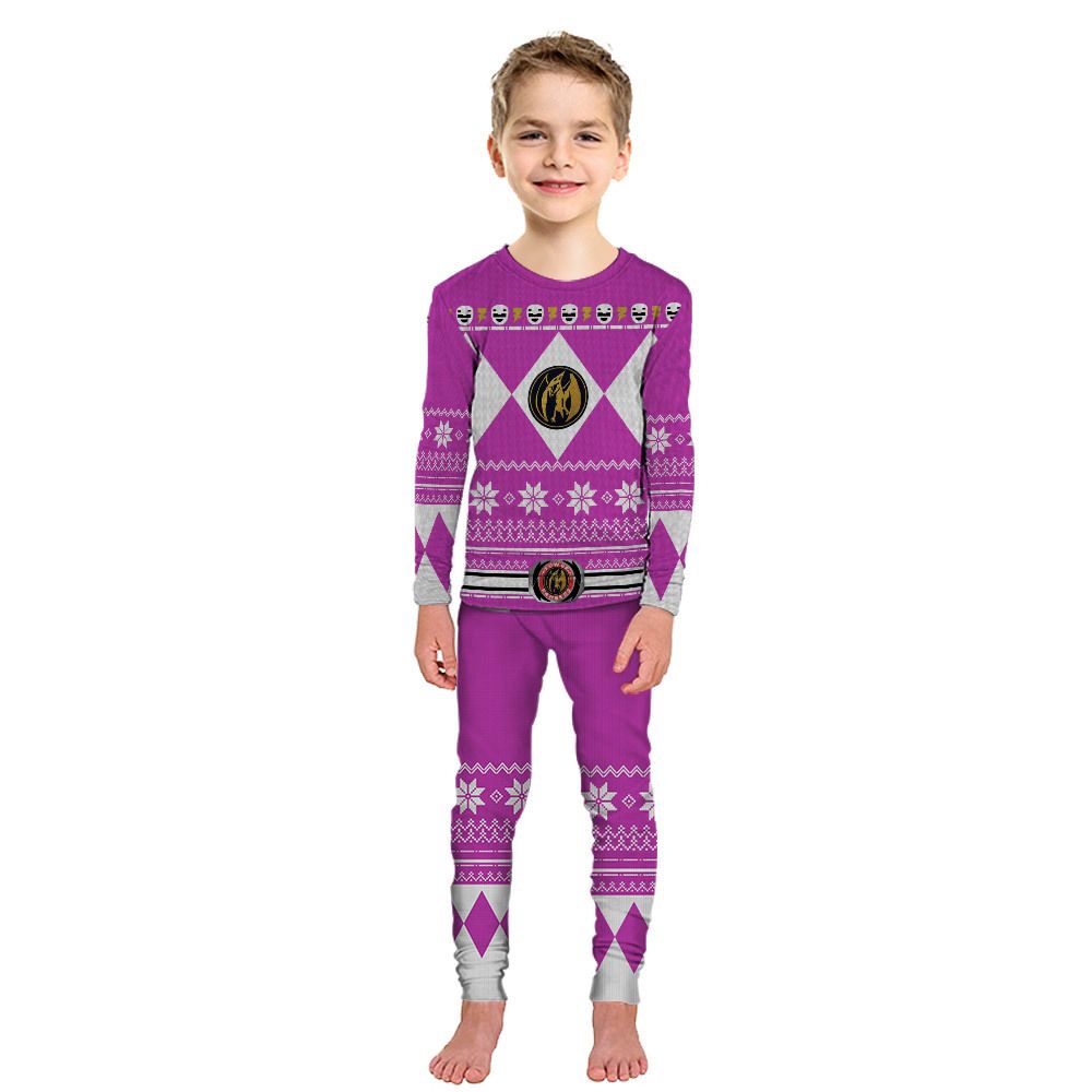 3D Pink Mighty Morphin Power Ranger Ugly Christmas Custom Pajamas Set