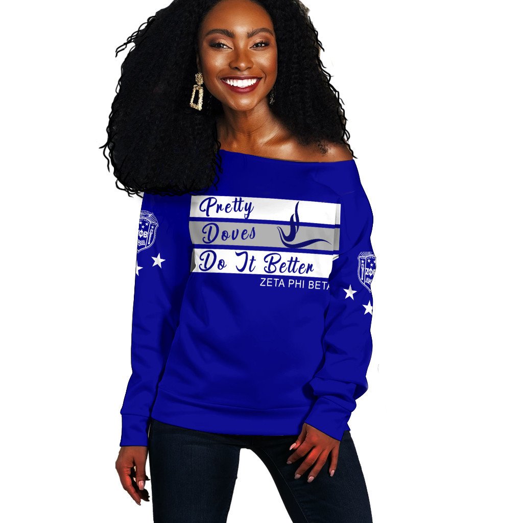 Sorority Sweatshirt – Zeta Phi Beta Greek Life Off Shoulder Sweatshirt