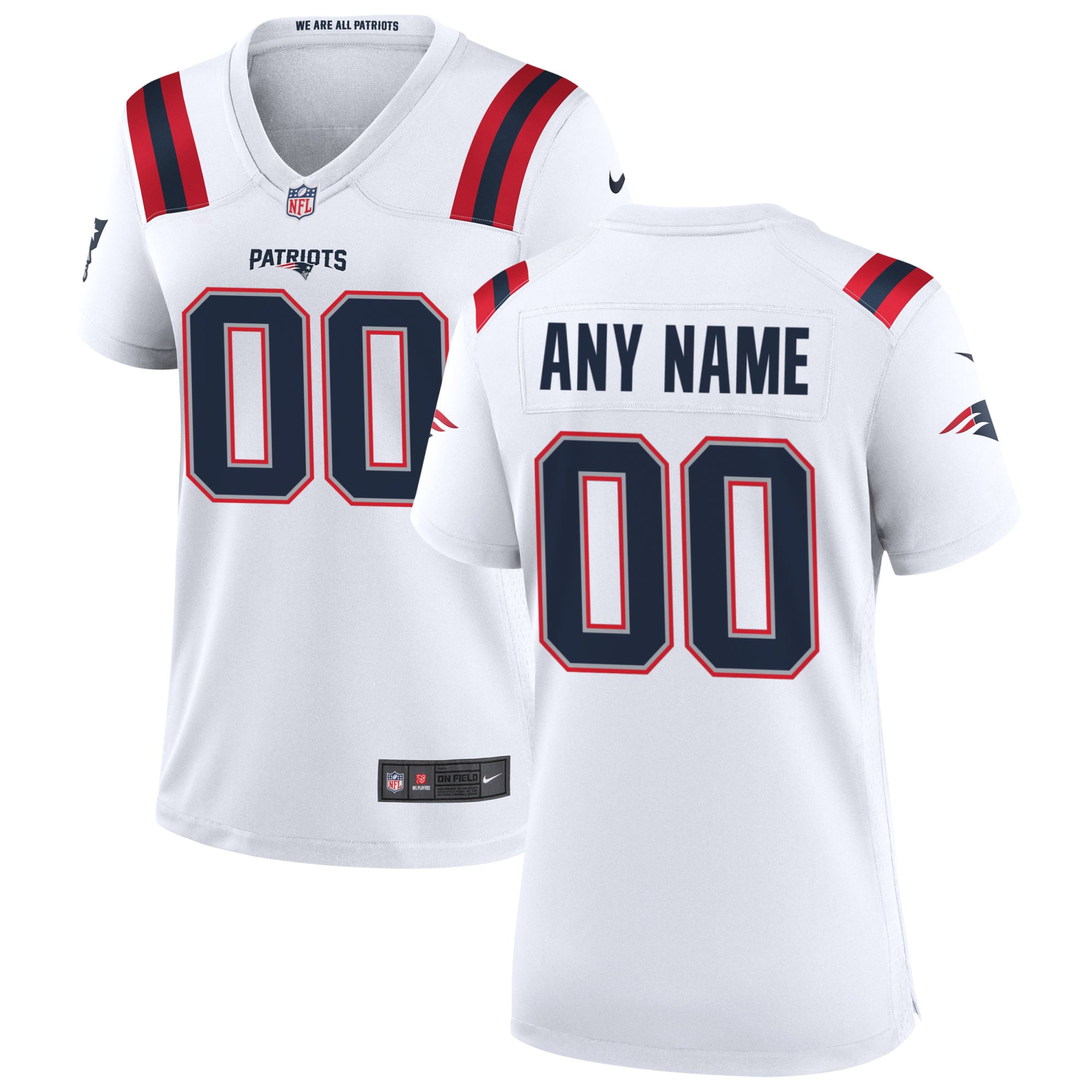 Women’s New England Patriots White Custom Game Jersey