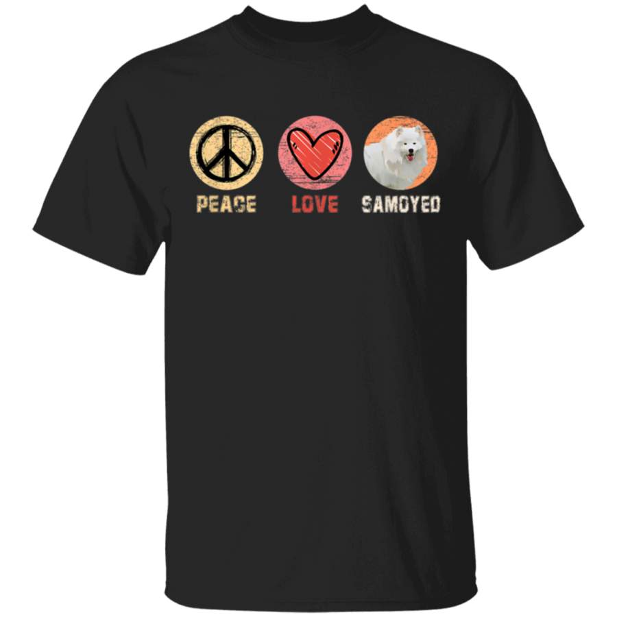 Retro Vintage Peace Love Samoyed Dog Tshirt Dog Lover Gift TShirt