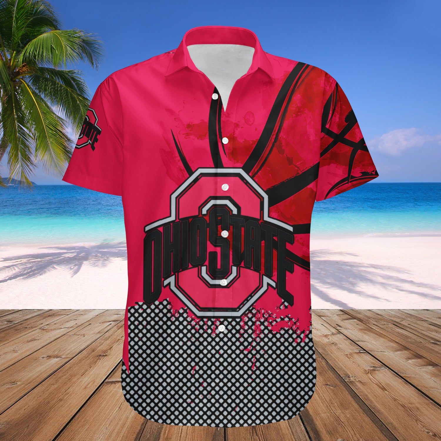 Ohio State Buckeyes Hawaii Shirt Basketball Net Grunge Pattern – NCCA