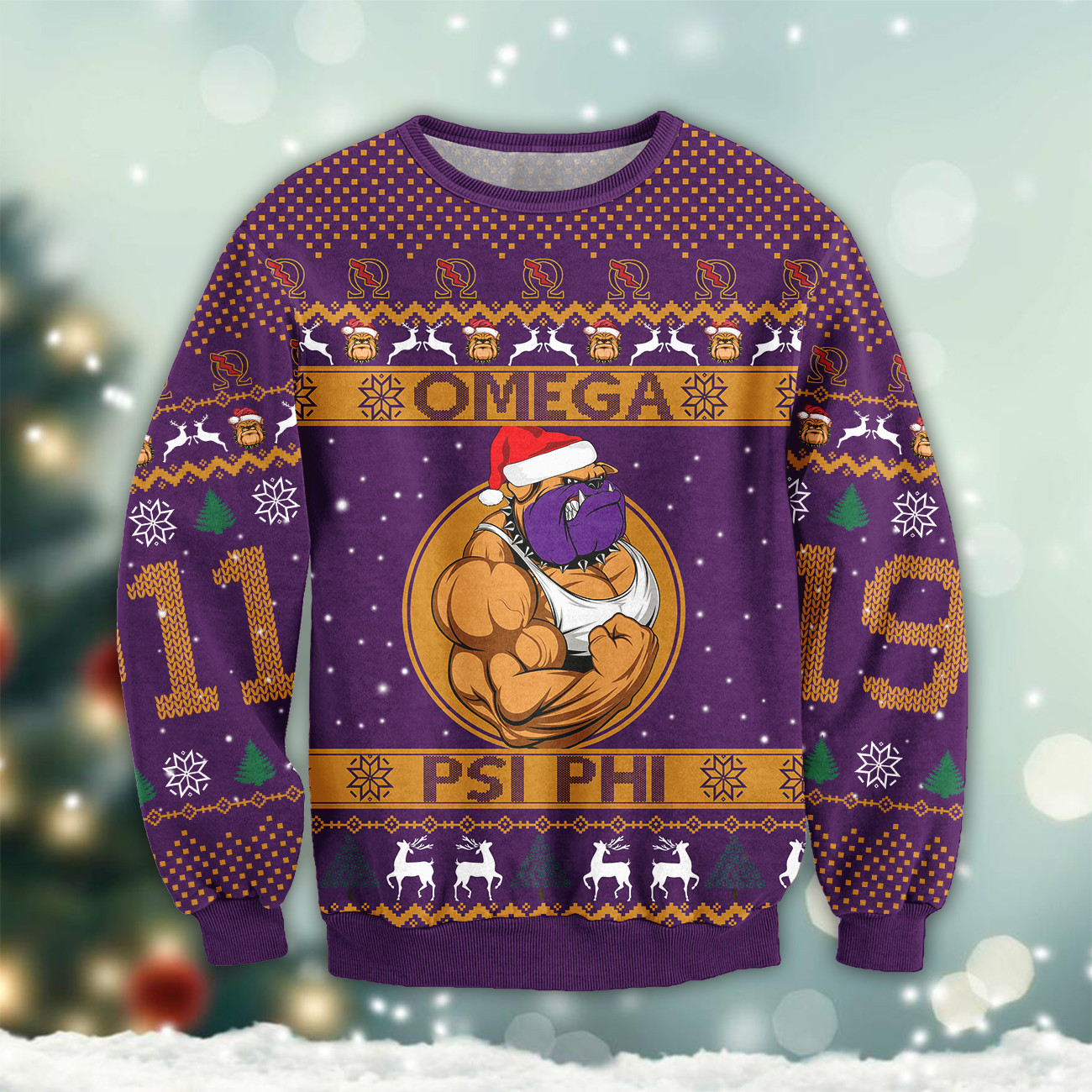 Bulldog Omega Psi Phi 1911 Brother Black Christmas Sweater #Hd