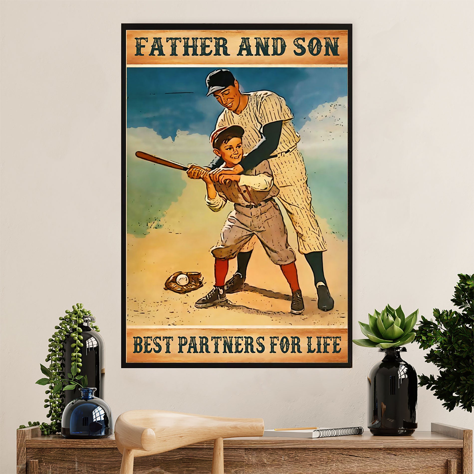 Baseball Canvas Wall Art Prints | Father & Son | Home Décor Gift For Baseball Player