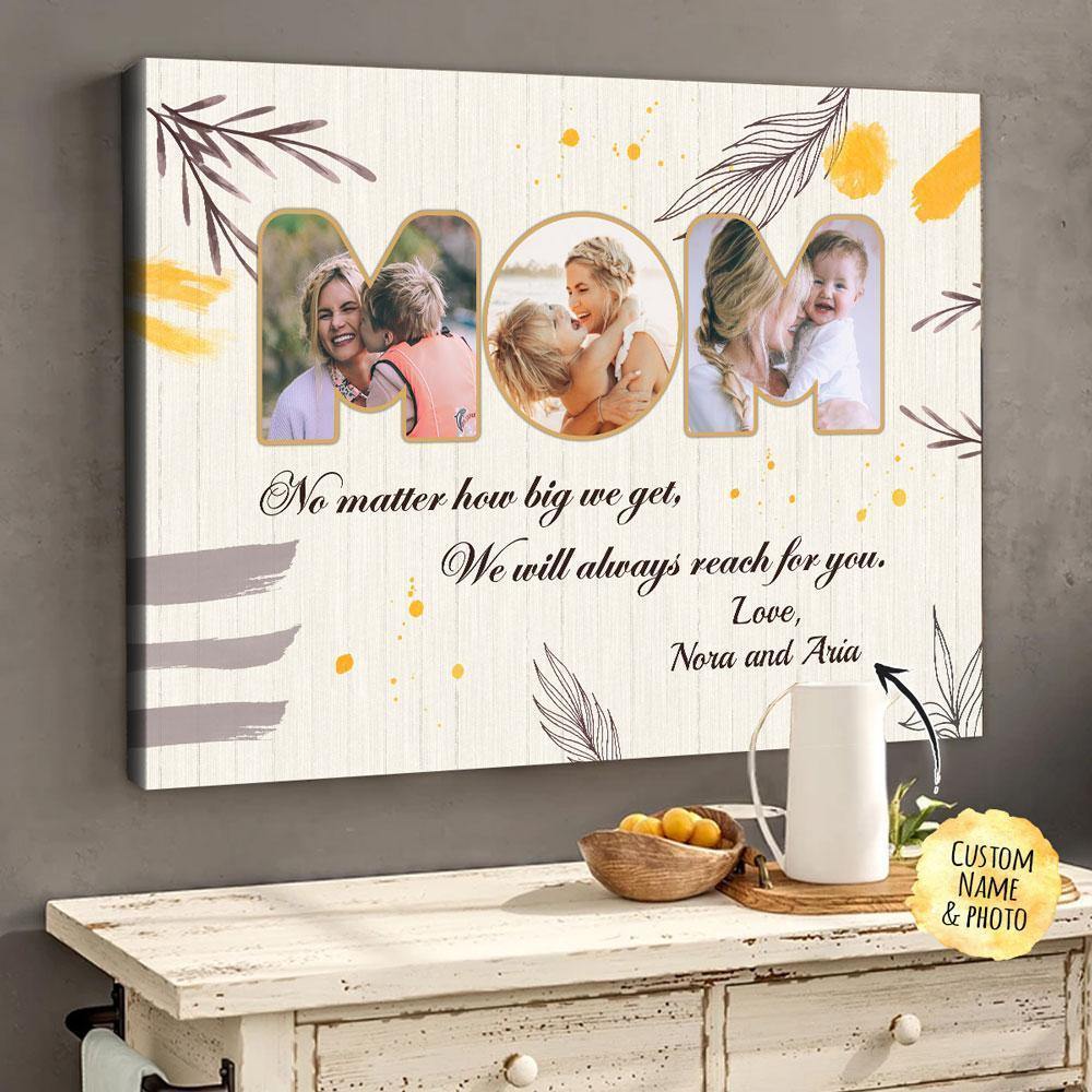 [Personalized Name & Photo] No Matter How Big We Get – Gift For Family, Lovely Gift, Gift For Home Decor – Horizontal Canvas Matte Canvas Wall Art