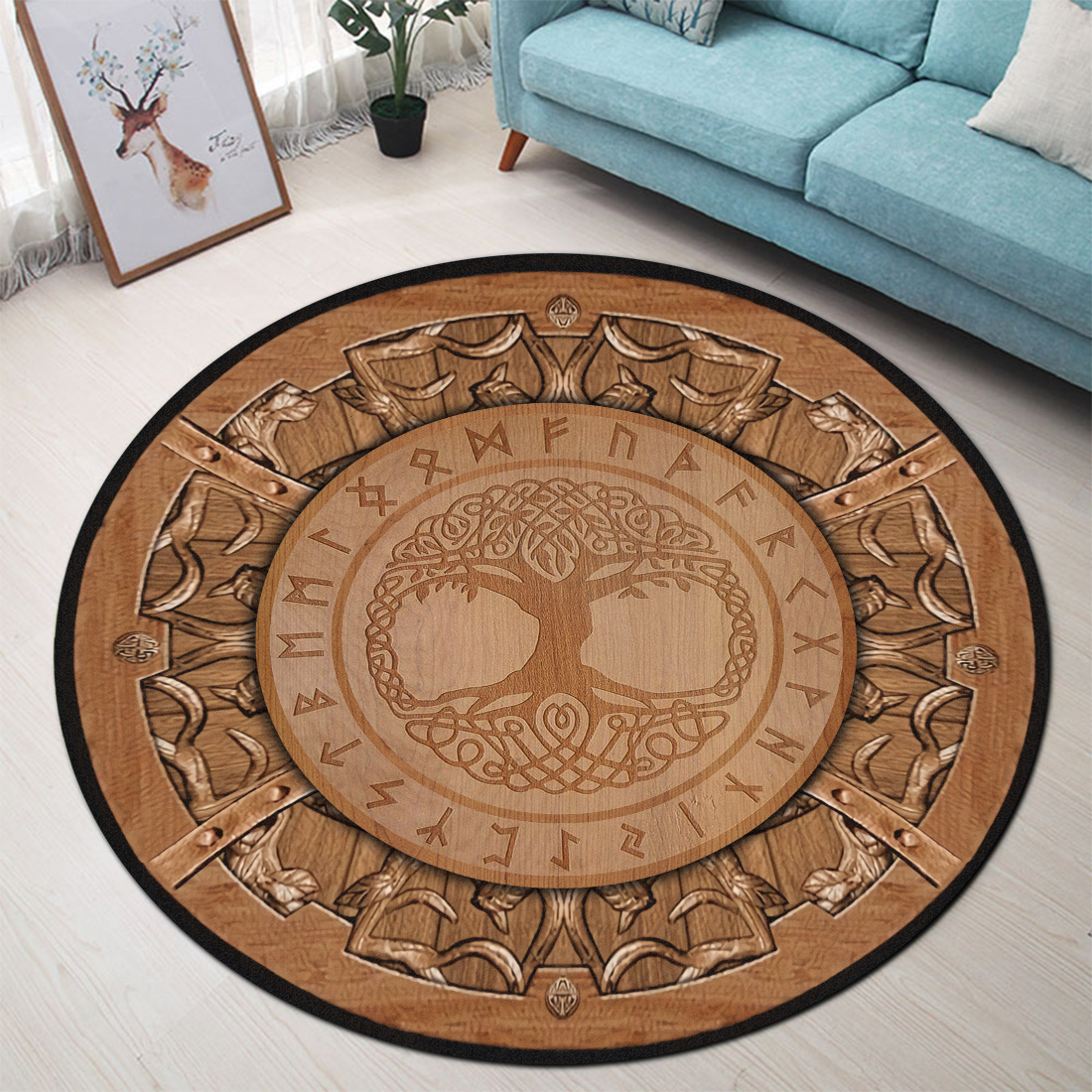 Viking Yggdrasil Round Carpet All Over Print