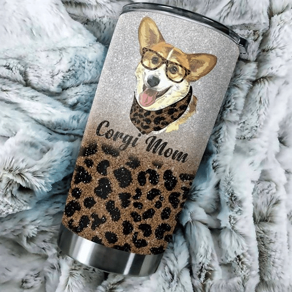 Customized Corgi Mom Mothers Day Leopard Glitter  Gift 3D Printed Gift For Lover Day Travel Tumbler All Over Print Tl97