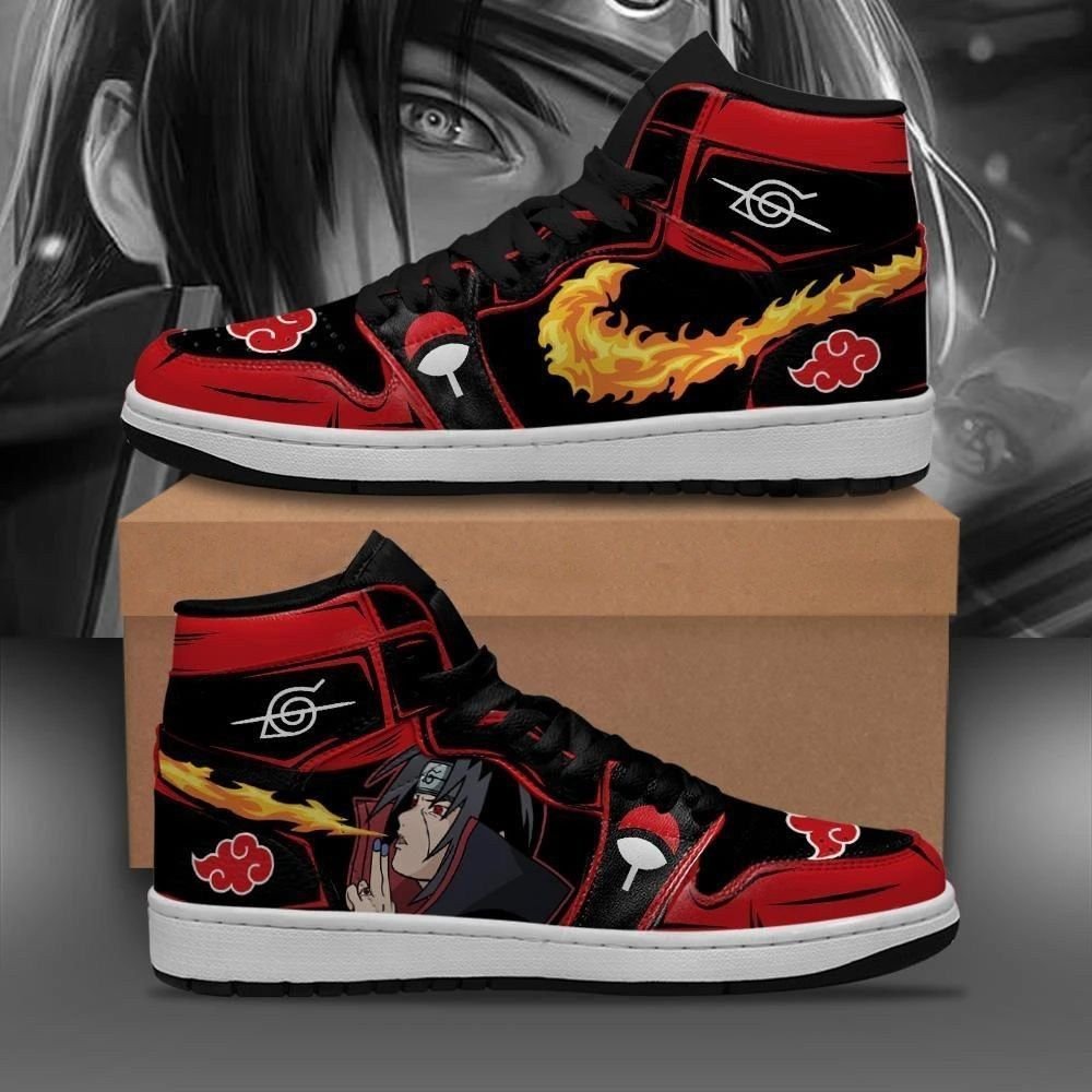 Akatsuki Itachi Jordan Sneakers Naruto Anime Shoes Fireball No Jutsu! JD13 Sneakers Personalized Shoes Design