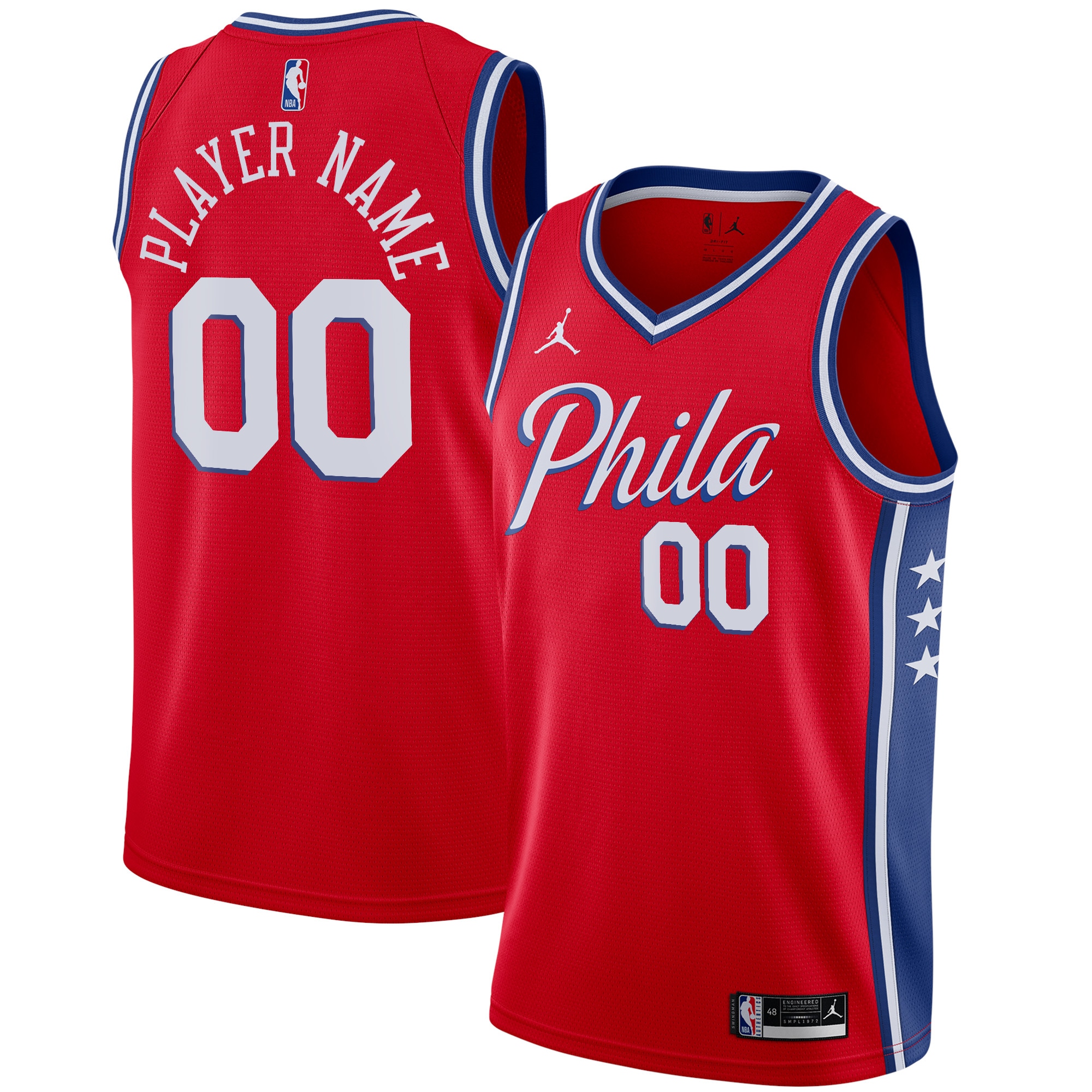 Philadelphia 76ers Jordan Brand Swingman Custom Jersey – Statement Edition – Red