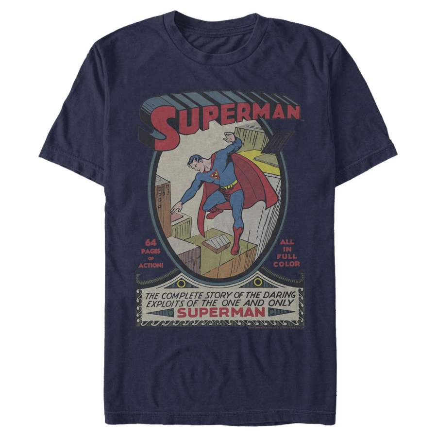 Superman Men’s Vintage Daring Exploits Cover  T Shirt