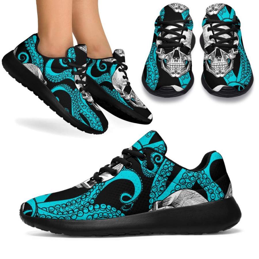 Octopus Tentacles Skull Pattern Print Sport Sneakers