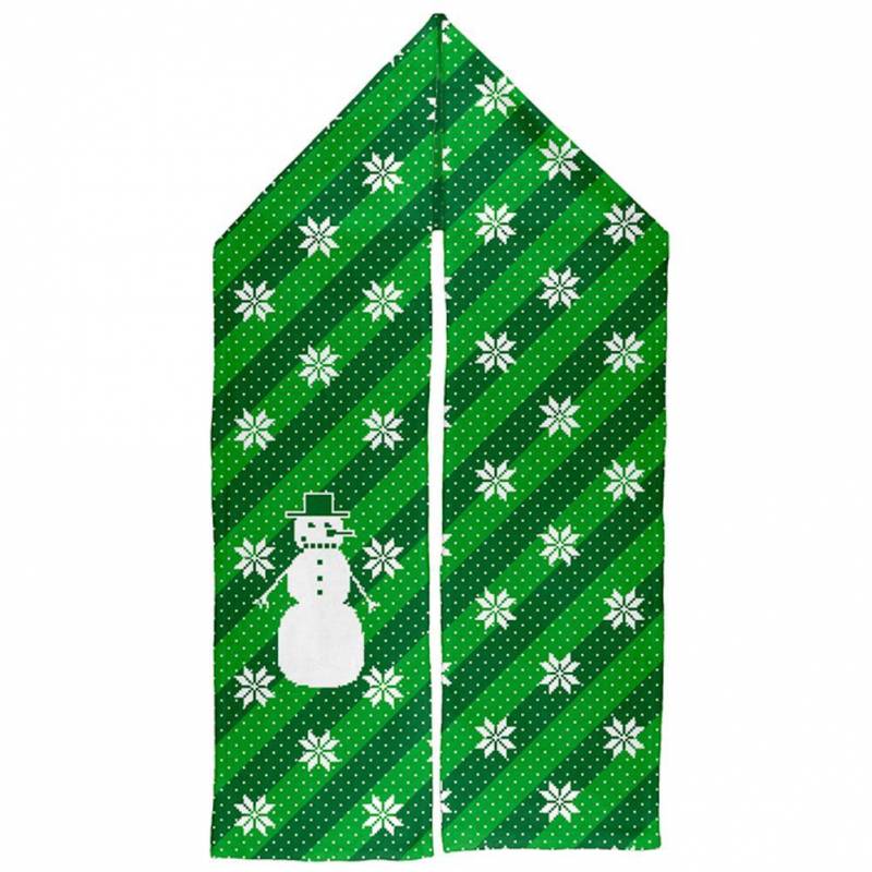 Ugly Christmas Sweater Big Snowman Green Warm Fleece Scarf