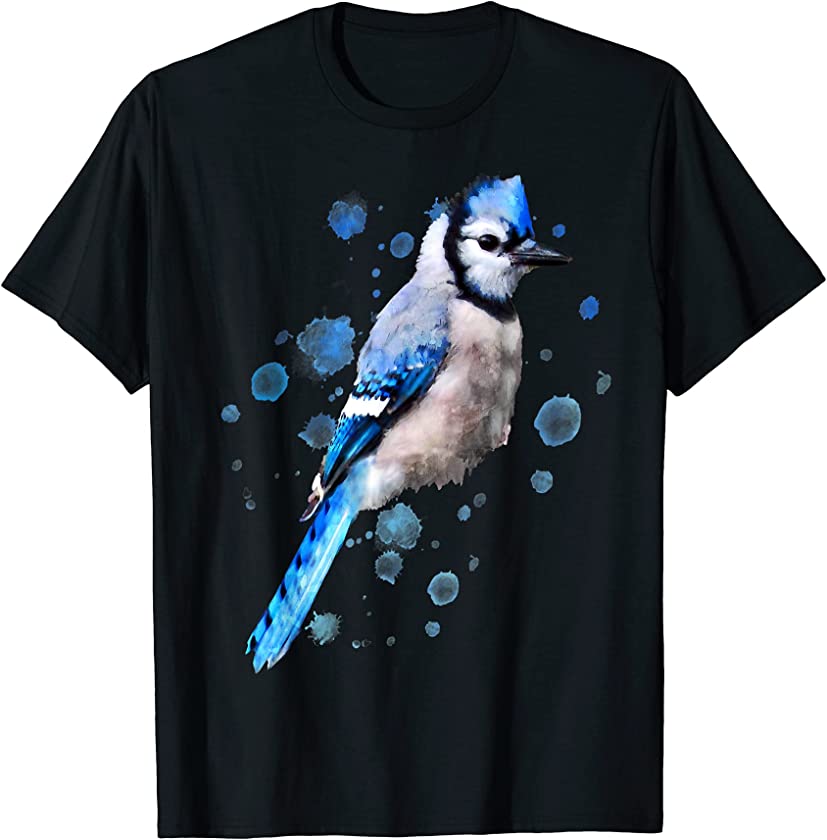 Watercolor blue jay bird artistic animal artsy painting T-Shirt