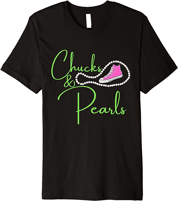 Chucks and Pearls 2021 HBCU Black Girl Magic Green Pink Premium T-Shirt