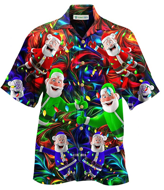 Christmas Hawaii Santa Claus Stay Cool Button Up Shirt For Men Ha68630