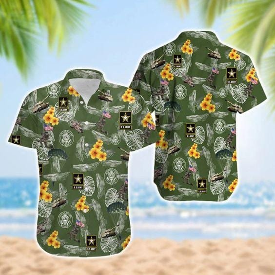 Hawaii Aloha Shirts Us Army Pattern Ha81674