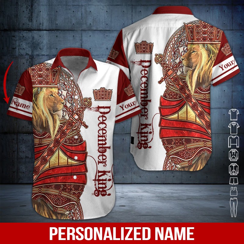 Lion December Guy January Custom Name Hawaii Shirt For Men Women Adult Ha63079