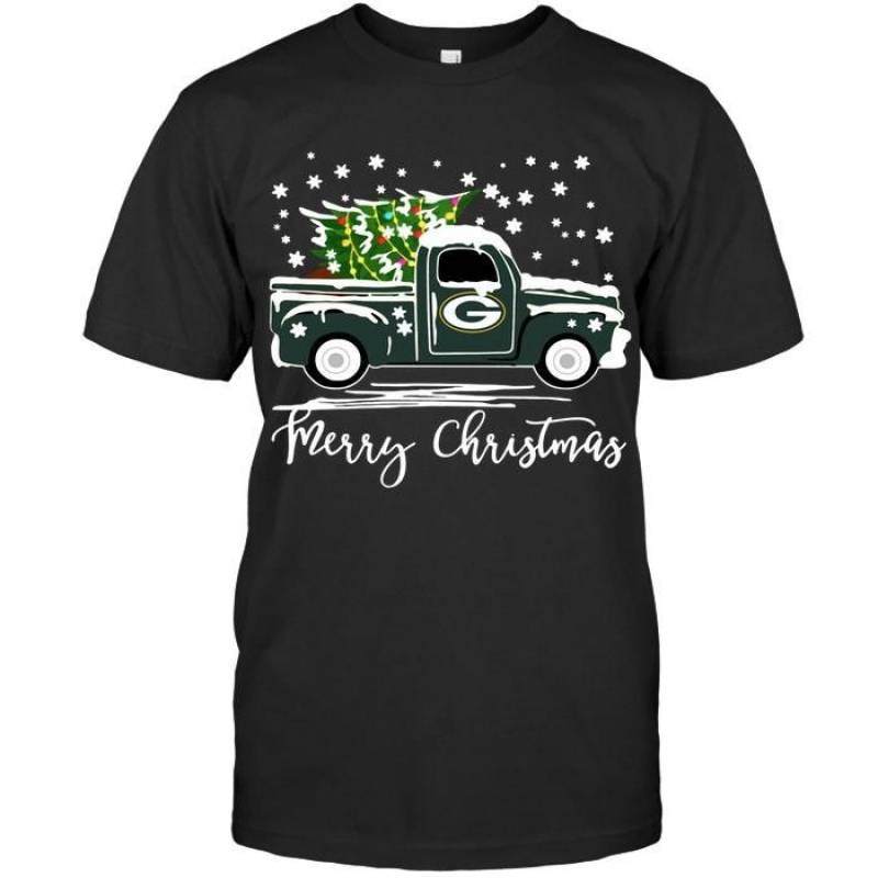 Green Bay Packers Merry Christmas Christmas Tree Truck T Shirt