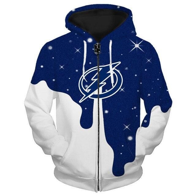 Football Fans Shirt Hoodie Zipup Hoodie Tampa Bay Lightning 3D Zipper Hoodie