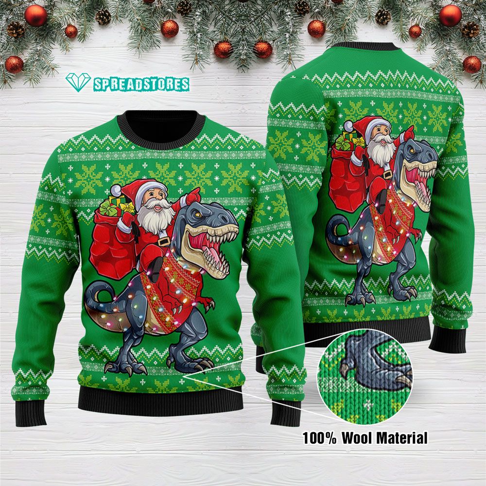 Ugly Sweatshirt TSanta Tree Rex Merry Christmas Ugly Sweater 1510