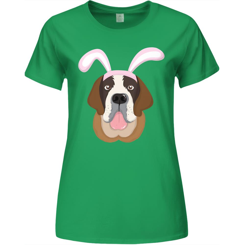 Cute Easter Saint Bernard Dog Bunny Ears Rabbit Premium Womens Tshirts